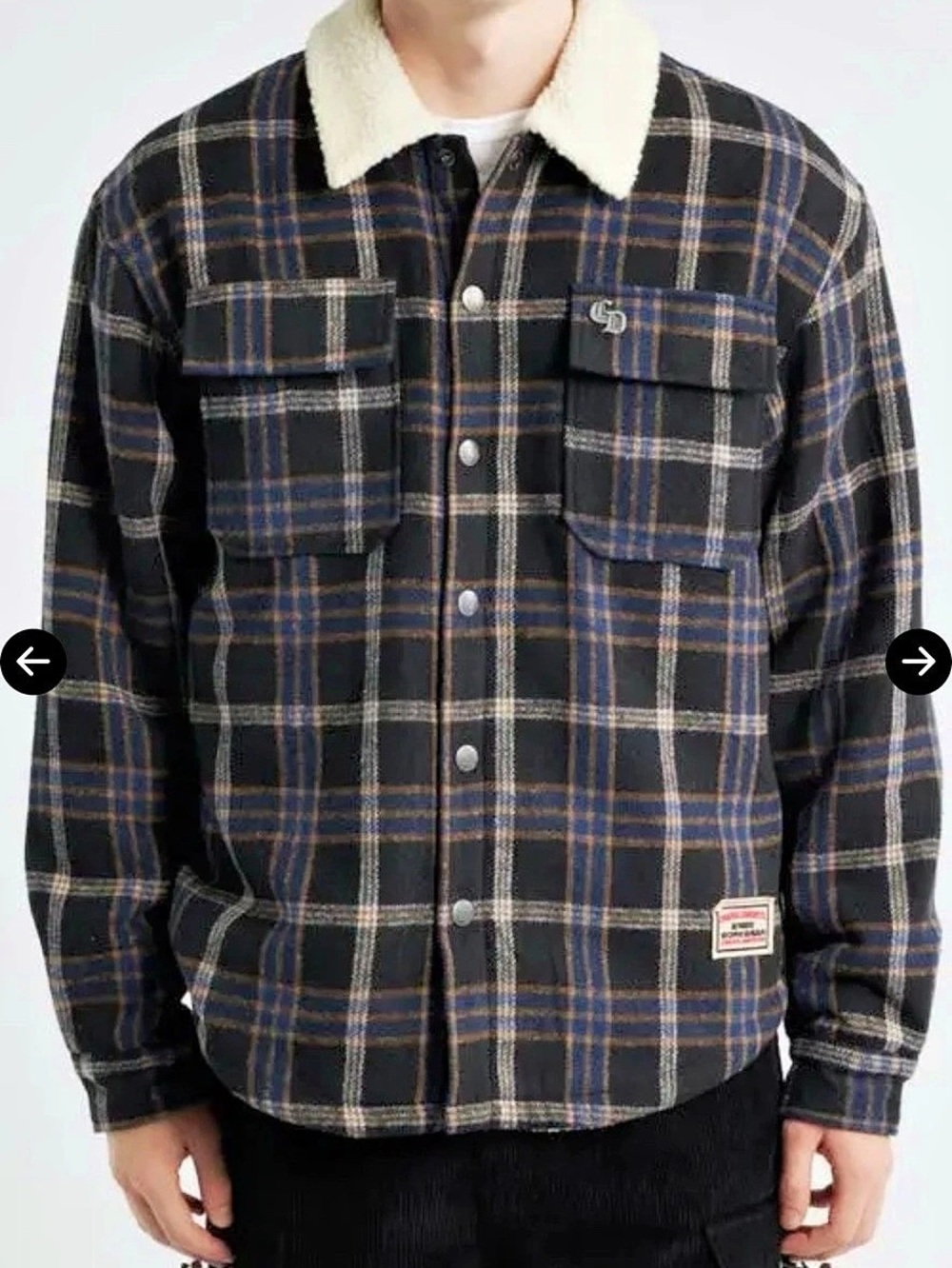 Criminal Damage Streetwear Richmond Check Faux Shearling Shirt Jacket Medium